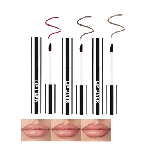 Peel Off Lip Liner,Lip Liner Peel Off Lip Liner Tattoo, 3Pcs Lipliner Peel Off Tattoo Lipliner Mit Mattem Finish, Wasserfest, übertragungsfest, Hochpigmentierte Farbe(Braun/Dunkelbraun/Weinrot)