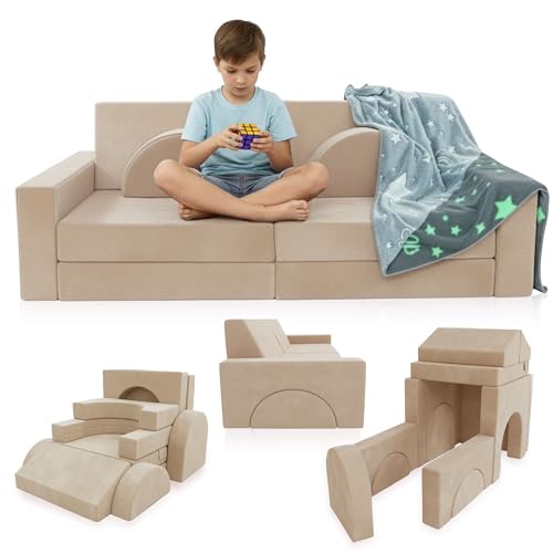 12-Piece Modular Kids Play Couch with Washable Covers