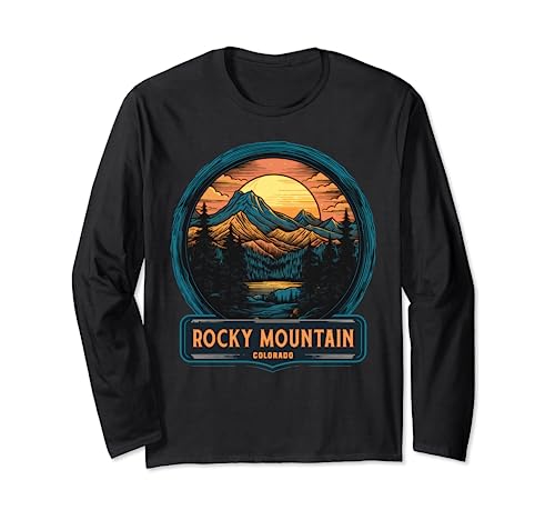 Camisa retro Rocky Mountain Colorado National Park Graphic Manga Larga