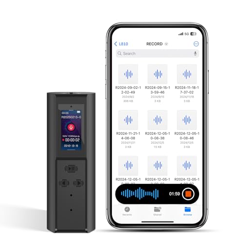 HEVAVW 128GB Voice Activated Recorder with Playback: Magnetic Audio Recorder with AI Noise Cancellation, 220 Hours Continuous Recording, Recording Device for Lectures Meetings Interviews Classroom
