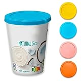 XILMARK JoghurtDeckel 500g, Wiederverwendbarer Deckel für Joghurtbecher, Dosendeckel Wiederverwendbar Silikondeckel Joghurt 500 G, Joghurt Kunststoff-Deckel, Joghurt Mehrwegfrischedeckel, (PACK 4)