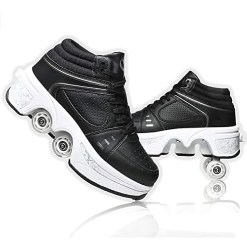 Schuhe mit Rollen LED Leuchtend Skates 4-Rad Verstellbare Rollschuhe Verstecktes Rad für Laufsportschuhe Zum Spielen für Männer Frauen Und Kinde