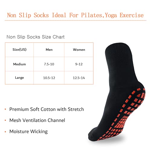 Novayard 5 Pairs Non Slip Grips Socks-Non Skid Crew Socks For Hospital Diabetic Yoga Pilates Barre Men Women #TOP6
