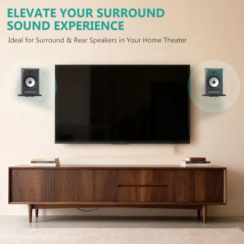 Image of WALI Speaker Wall Mount, Heavy Duty Bookshelf Speaker Floating Wall Shelves, Surround Sound Speakers Stand for Living Room, Home Theater and Gaming Room, Holds up to 55 Lbs, (SWM302B), 1 Pair, Black