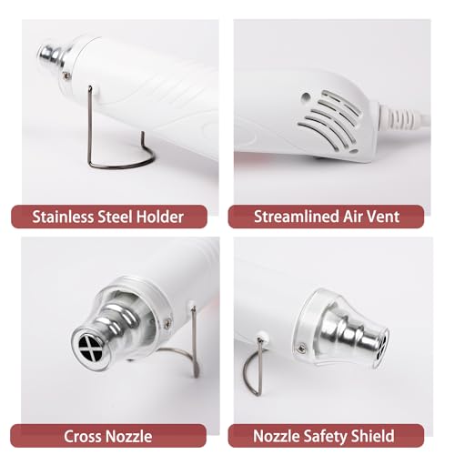LBTEE Mini Heat Gun, 300W Fast Heat Hot Air Gun with 6Ft Extra Thickened Cord and Overload Protection for DIY Craft Embossing, Vinyl Wrap, Shrink Tubing/Wrapping, Epoxy Resin, White