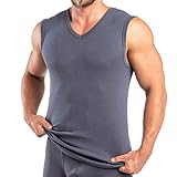 HERMKO 16050 Herren Business Muskelshirt V-Neck angenehm weich Dank Modal, Größe:D 9 = EU 3XL, Farbe:Graphit