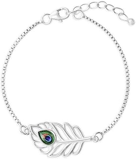 Pure 925 Silver Classic Morpankh Silver Bracelet for Women & Men | Krishna Inspired Spiritual Bracelet with Peacock Feather Design | Gift for Women & Men Janmashtami, Birthdays | Certificate of Authenticity