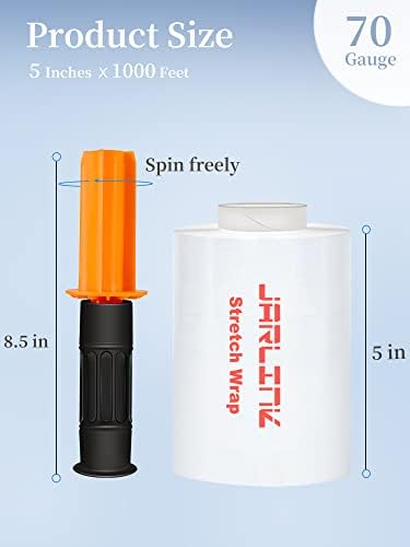 JARLINK 12.7cm x 304.5m(5인치 x 1000피트) 스트레치 랩, 수축 팔레트 필름, 손잡이 포함, 4팩 — 사진 2