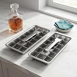 Stainless Steel Ice Cube Tray - 2 Pack-Large 36-Cavity Easy-Release Lever for Whiskey & Cocktails...