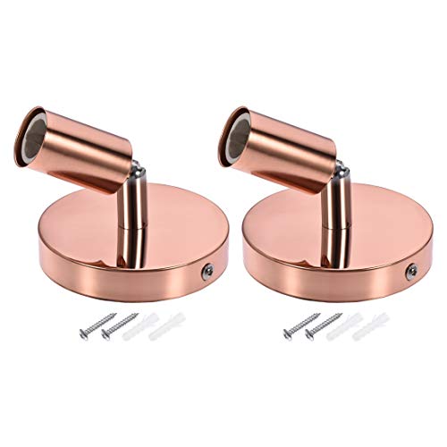 uxcell E14 Bulb Holder Socket for Wall Sconce Lamp Light Side Hanging Mounted 180 Degree Adjustable 100x20mm Rose Gold 2Pcs
