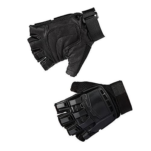 FRCOLOR 1 Pair Half Finger Cycling Gloves for Men Women Breathable Shockproof Leather Bike Gloves for Outdoor Sports Like Cycling Hiking Running and Fishing