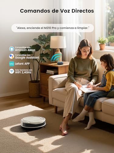 Miniatura 9 de Lefant Robot Aspirador 2200pa, Silenciador 55db, 120min Autonomía, 6 Modos De Limpieza, Evitar Enredos, Auto-Carga, Ideal Para Pelo De Mascotas Suelos Duros, Wifi Alexa App, M210 Pro Champán