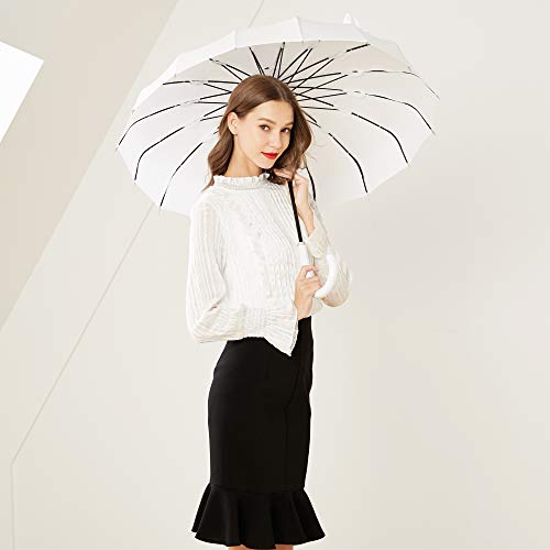 Kung Fu Smith Vintage Ladies Pagoda Umbrella Parasol for Weddings, UV Protection Victorian Rain Stick Umbrella with White Handle - Thumbnail 5