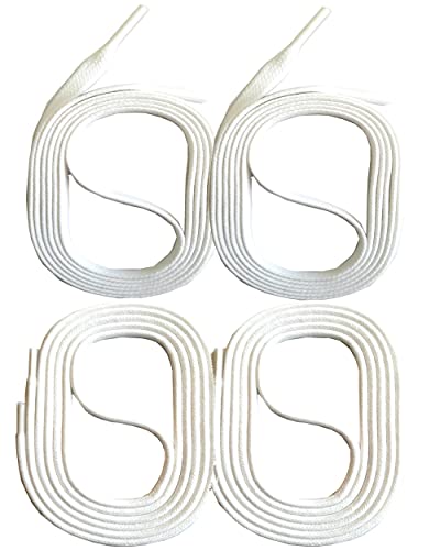 SNORS 2 pares de cordones encerados redondos y planos, 18 colores, 45 – 150 cm, resistentes, resistentes, de algodón, para negocios, zapatos de cuero, botas, Blanco, 90cm FLACH 5mm