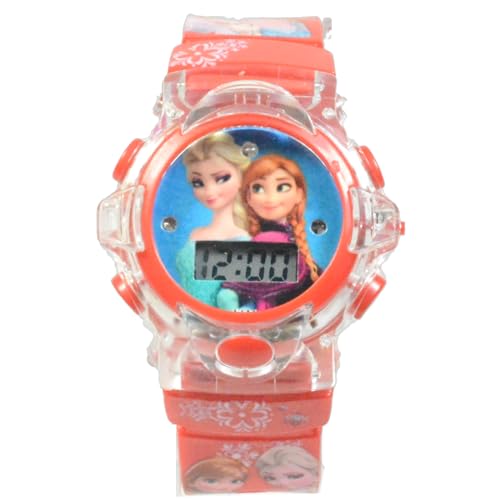 Relógio Infantil Menina Princesas Frozen Led Com Luz E Som (VERMELHO)