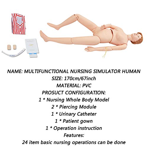 MZBZYU Nursing Skills Training Manikin Patient Care Life Size 67inch Full Body Mannequin for Nursing Medical Training Teaching Education Medical Supplies,Female - Thumbnail 3