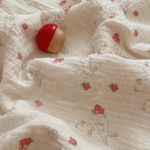 Image of BuLuTu Rabbit Duvet Cover Full Bed Quilt Cover 79 inchx90 inch Soft Muslin Cotton Comforter Cover for Women Girls Elegant Ruffles Duvet Covers, All Seasons, No Pillow /Pillowcases