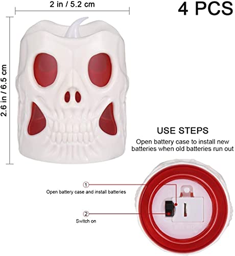 The Electric Mammoth Led Halloween Candles – Set Of 4 – Light Up Flameless Skull Design Lantern Decoration – Fun Decor For Work, School, Office Or Home #TOP7