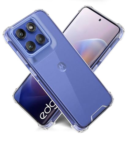 Image of WOW IMAGINE Ultra-Hybrid Crystal Clear Back Case for Motorola Moto Edge 60 Pro | Shockproof Design | Camera Protection Bump | Hard Clear Mobile Back Cover with Cushioned Edges - Transparent