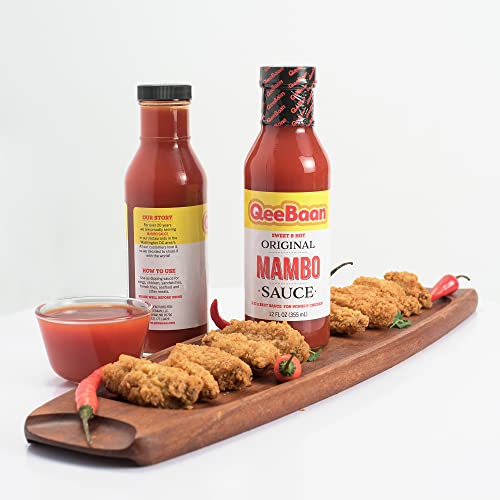 Qeebaan Original Mambo Sauce - Sweet And Hot Washington Dc Sauce I Topping Condiment Wings, Chicken, Sandwiches, French Fries, Seafood, Rice, Burgers | 12Oz Bottles (2 Pack) (12 Fl Oz, 2) (12 Fl Oz (Pack Of 2)) #TOP1