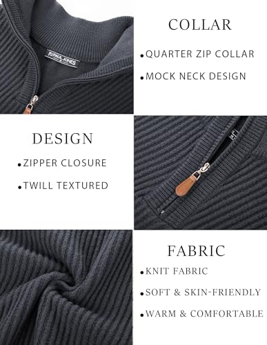 PJ PAUL JONES Mens Quarter Zip Pullover Sweaters Casual Slim Fit Knit Texture Sweater - Image 6