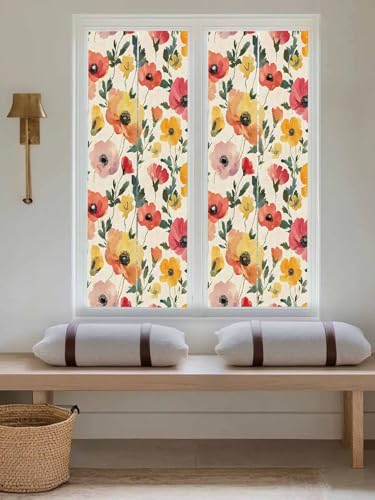Vinilo decorativo para ventana privacidad, rojo y amarillo, 18x39in miniatura 2