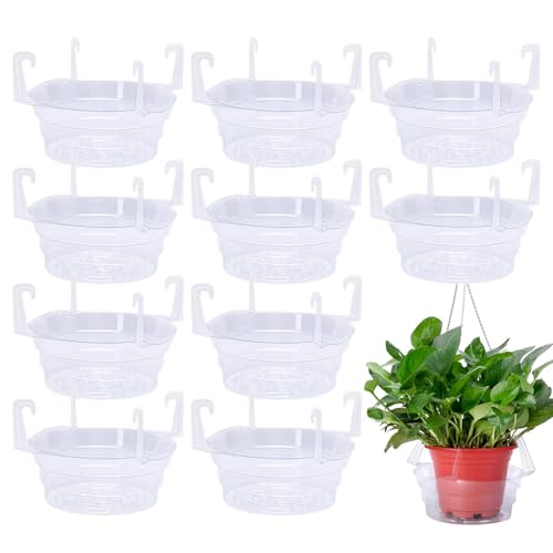 10 piezas de colectores de agua para plantas colgantes, bandeja transparente para plantas – Platillos colgantes para plantas, bandejas de goteo para interiores y exteriores
