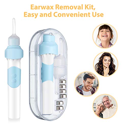Ear Wax Removal Kit, LIUMY Electric Ear Cleaner Kit with LED Light, Ear Wax Vacuum for People of All Ages, Soft Ear Pick Set with Double Size Head for Adults and Kids, Safe and Comfortable