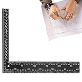 Cuadrado de estructura de acero: medida de costura artesanal, ayuda para la elaboración de patrones, ángulo recto de taller, dispositivo de diseño artesanal | La escala duradera de doce pulgadas admit