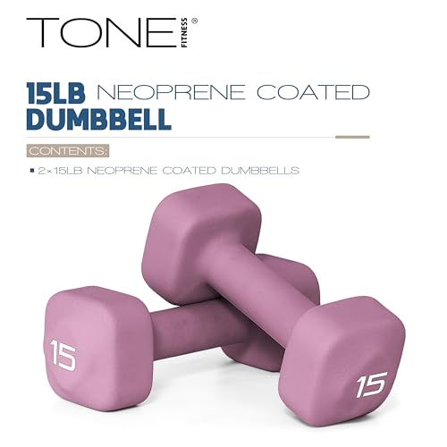 Tone Fitness Neoprene Dumbbell Weight Pairs with Anti-Roll Square Head | Multiple Options