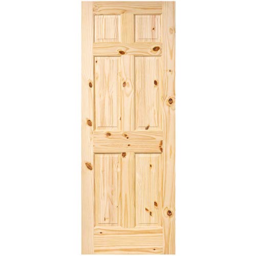 6 Panel Colonial Double Hip Knotty Clear Pine Interior Door Slab (30x80)