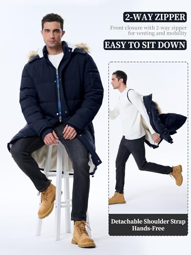 Image of Winter Coats For Men Winter Jackets Water Resistant Warm Thicken Puffy Hooded Insulated Thicken Parka Coat