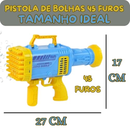 Lança Bolhas DE Sabão 45 FUROS Pistola Bazuka ARMA De Brinquedo A Pilha FAZER BOLHAS AUTOMÁTICA SOPR