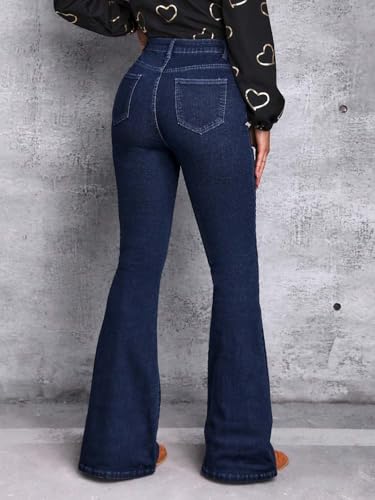 Image of KOTTY Women's High Waist Jeans||Flared Bell Bottom Bootcut||Wide Leg Stretch Denim - Perfect for Travel, Party & Everyday Use
