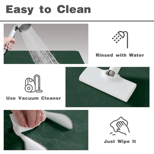 Bath Mat, Bathroom Rugs Non Slip Washable Thin Absorbent Quick Dry Bath Mat Fits Under Door Bathroom Floor Mat Perfect for Bath, Shower, or Sink 20"x48" Dark Green