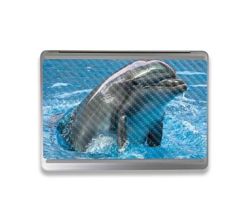 Image of MightySkins Carbon Fiber Skin Compatible with Microsoft Surface Laptop Studio 2 (2023) Full Wrap Kit - Dolphin Greeting | Protective, Durable Textured Carbon Fiber Finish | Made in The USA