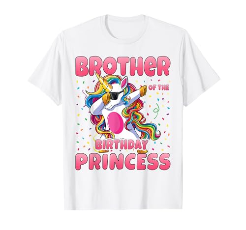 Brother of the Birthday Princess Dabbing Unicorn Girl Camiseta