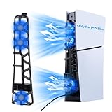 Picture of Mcbazel PS5 Slim Cooling Fan with RGB Light, External Cooler Fan with 3 Adjustable Turbo Speeds and Built-in USB 3.0 Port, Low Noise Cooling System for Playstation5 Slim Disc & Digital Edition - White