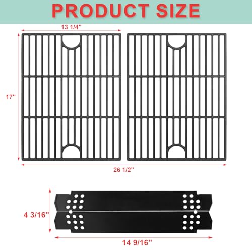 Porcelain Steel Heat Plate & Cast Iron Cooking Grate for Nexgrill 4/5 Buner 720-0882D 720-0888 720-0888N 720-0888A, Grill Flame Tamer Replacement Parts for Nexgrill 4 Burner Home Depot 720-0830H by WEBROIL - Used condition - Image 5