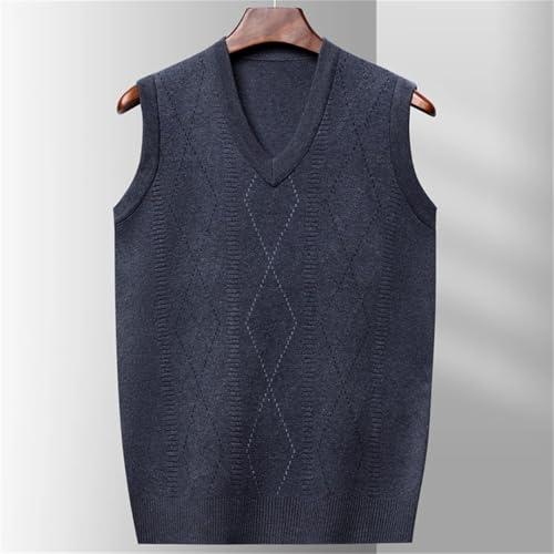 Men's Knitted Sweater Vest Solid Color V-Neck Pullover Waistcoat Casual Business Outwear Tops4