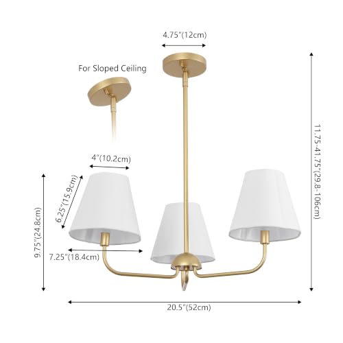 JONATHAN Y Pauline 20.5" 3-Light Chandelier, Gold Painting/White by JONATHAN Y - Used condition - Image 3