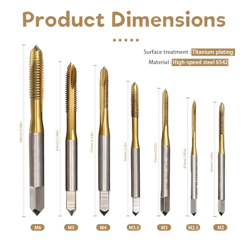 7 Stück Gewindebohrer Set,M2 M2,5 M3 M3,5 M4 M5 M6,Gewindeschneider Set Mit Rostschutzbeschichtung,Schnellarbeitsstahl Gewindebohrer,Passend Für Akkuschrauber,Geeignet Für Metall,Holz,Kunststoff