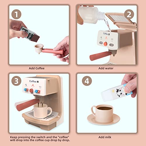 Yalujumb Kids Coffee Maker Toy Espresso Machine Playset - Toddler Play Kitchen Accessories Gift For Girls And Boys #TOP3