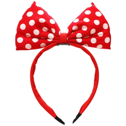 SARATA 1PCS Red Bow Headband Valentine's Day for Women and Girls, Cute Sweet White Dots Simple Bow Headbands Headdress Hair Band Red Bow knot Hair Bands Valentines Day
