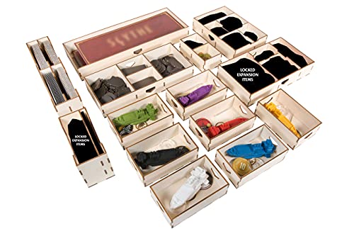 The Broken Token Game Organizer Compatible with Scythe Legendary Expansion - Wooden Game Organizing Box with Multiple Trays