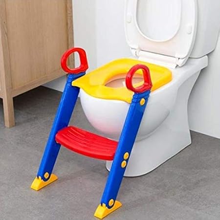 FAB Innovations Potty Toilet Seat with Step Stool Ladder, Trainer for Kids Toddlers W/Handles (Colour May Vary)