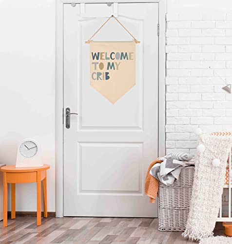 Boys Nursery Gift-Welcome To My Crib- Canvas Hanging Pennant Flag Banner Wall Sign Decor Gift For Nursery Baby Kids Boy Newborn Nephew Teen Bedroom Playroom Front Door- Birthday Christmas Gift #TOP4