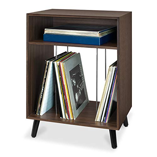 Victrola Vinyl Metal Entertainment Stand with Record Holder – Stores 130 + Records, Easy Assembly, Vinyl Player Stand Compatible with Victrola Turntables (Espresso)
