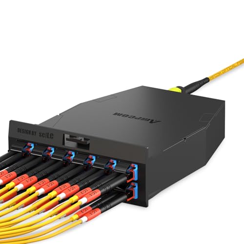 Image of AMPCOM MPO to MPO Trunk Cable 9 /125μm Singlemode OS1 /OS2(12 Fiber, MPO to MPO Female, Type B, LSZH /Riser, UPC, Yellow) 50m (164ft)