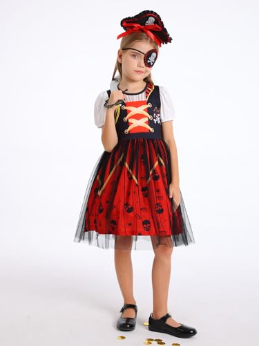 Disfraz de Pirata para Niñas Talla 6-7 Años Rojo miniatura 2